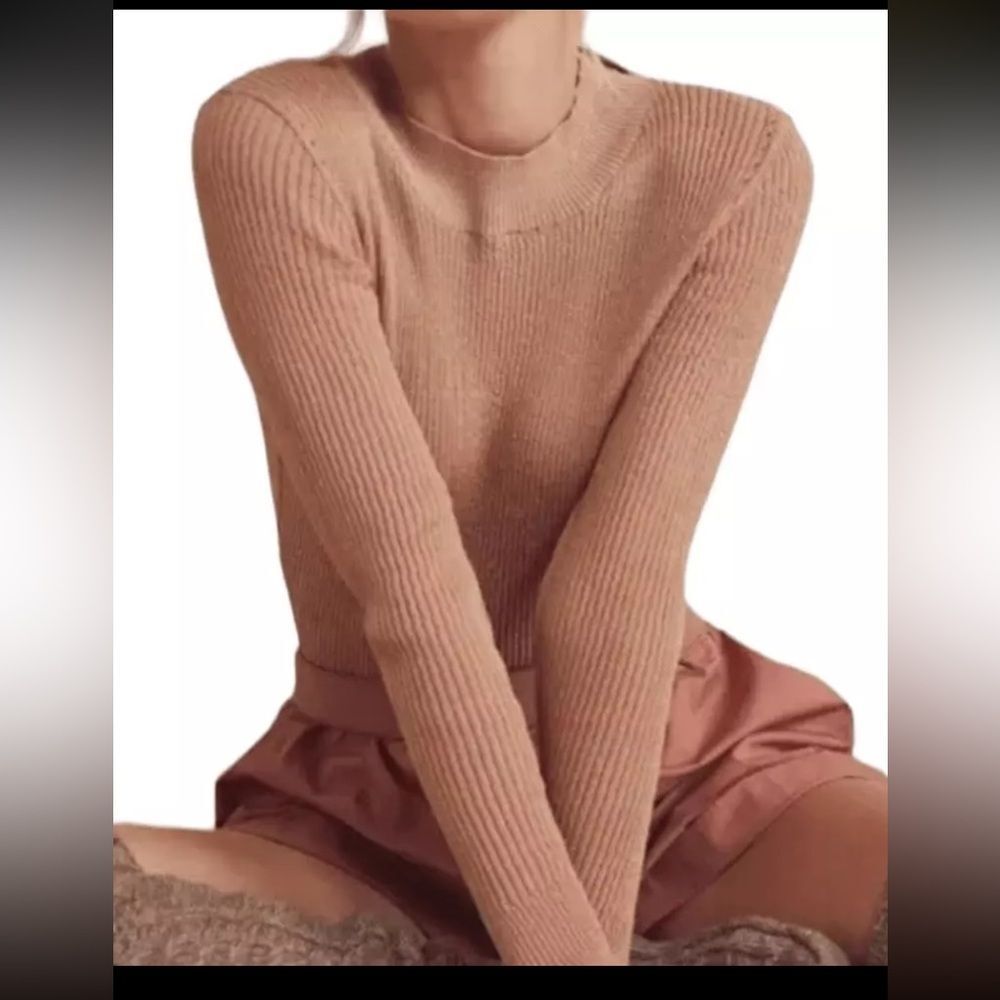 Free People metallic sparkly bodysuit gold mockneck sz M